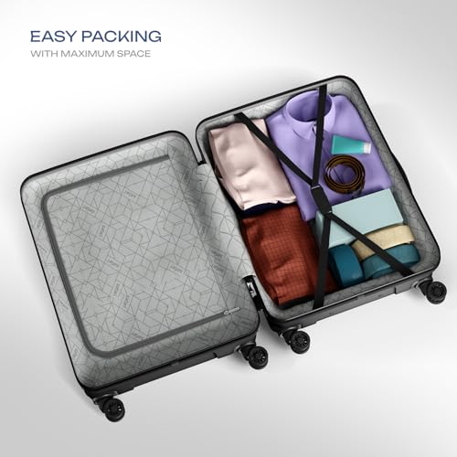 Image of Safari Pentagon Pro 8 Wheels Checkin Trolley Bag, Hard Case Polypropylene 360º Wheeling Luggage for Men & Women, Suitcase for Travel, Black, 66Cm Medium Size