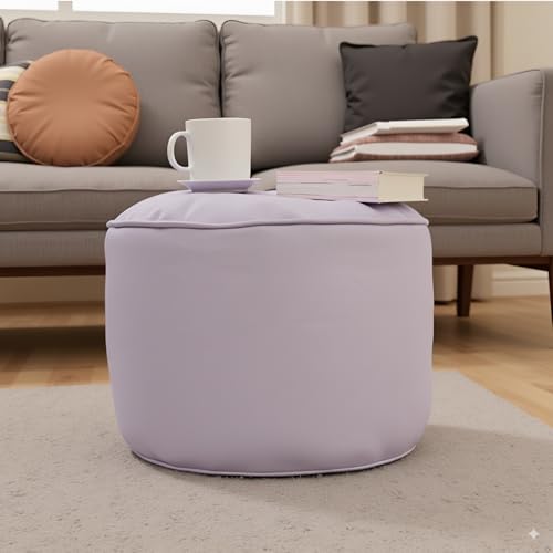Image of Premium Faux Leather Footstool /Footrest /Pouffe | EPS Beans Filled | Ready to Use | Soft Cushioned Ottoman | Durable Leatherette Finish | Living Room, Bedroom & Office Color- (Purple)