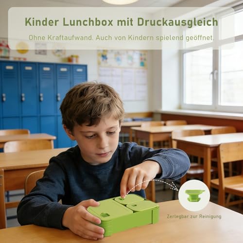 Swkien Brotdose Kinder mit Fächern, Auslaufsichere Lunchbox Bento Box Kinder, 1100ml 3 in 1 Jausenbox mit Fächern… – Ansicht 4