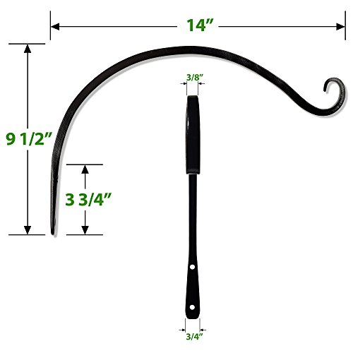 Gray Bunny Outdoor Plant Hanger Hook, 14” Large Modern Sleek Heavy Duty Iron Wall Hooks For Bird Feeders, Lanterns, Wind Chimes, Patio Decor - Black #TOP6