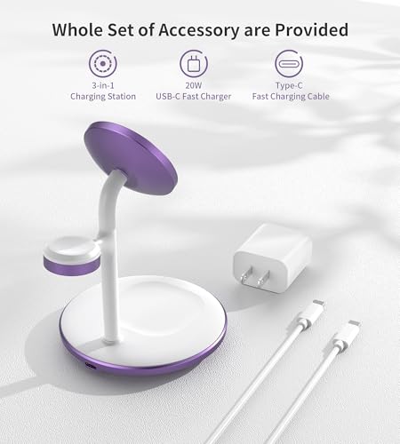 Image of XooFly 3 in 1 Magnetic Wireless Charging Station for Apple Devices,15W
