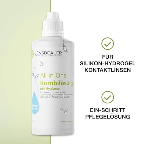 Kontaktlinsen Pflegemittel mit Hyaluron All-in-One Kombilösung Lensdealer 6x 360ml Kontaktlinsenflüssigkeit (6) - 6