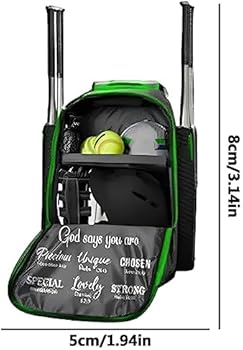 Imtrub -softbal sleutelhanger, softbal batje, softbalthema-cadeau, baseball- thema-cadeau, honkbalknuppel, softball portemonnee-decor, groen, 1