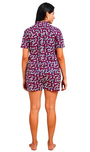Image of Women's and Girls Cotton Printed Relaxed Night Suit Set of Top & Shorts Set II Sleepwear Set