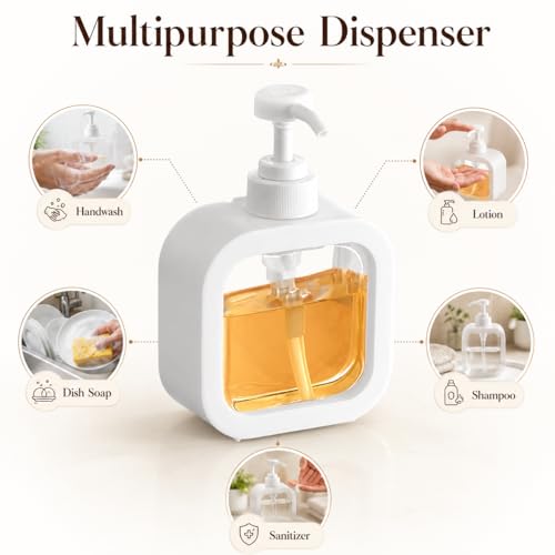 Image of Soap Dispenser for Wash Basin - Handwash Dispenser Bottle for Bathroom Sink - Liquid Soap Hand Wash Pump Bottle Plastic Container for Home, Bathroom(White,Pack of 2)