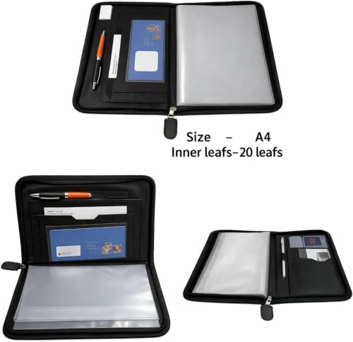 Image of Premium A4 20 Leaf Zipper Document File Folder | High Quality PU Leather File Organizer for Documents | File Folder for Documents | A4 Document File Bag | Certificate Holder File | Resume
