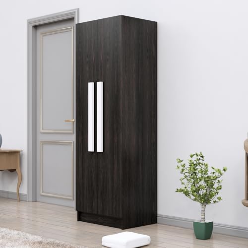 Image of Bniture Wooden Almirah for Clothes, Door for Bedroom, 2 Door Wardrobe with 4 Shelves Huge Storage Space (46D x 60W x 182H CM) | 3 Year Warranty (Flower Wenge)