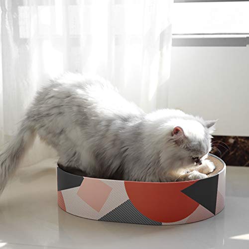 Comsaf Cat Scratcher Cardboard, Oval Corrugated Scratch Pad, Cat Scratching Lounge Bed, Durable Recycle Board For Furniture Protection, Cat Scratcher Bowl, Cat Kitty Training Toy #TOP6