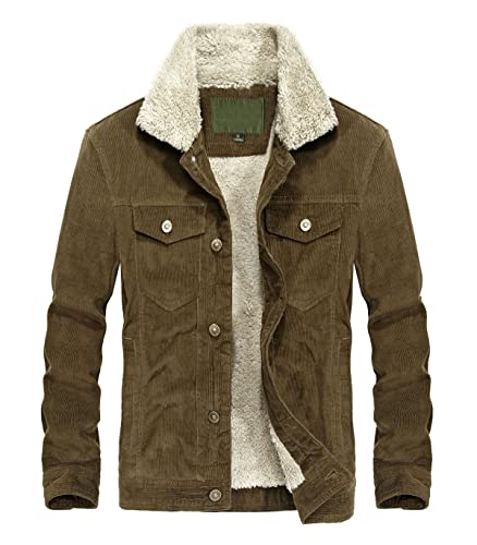 CHARTOU Men's Vintage Button-Front Sherpa Lined Shearling