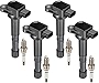 BDFHYK Ignition Coil Pack and Iridium Spark Plugs for Acura RSX Honda Accord Civic CR-V Element Replacement for UF583 UF311 9807B-561BW,Sets of 4