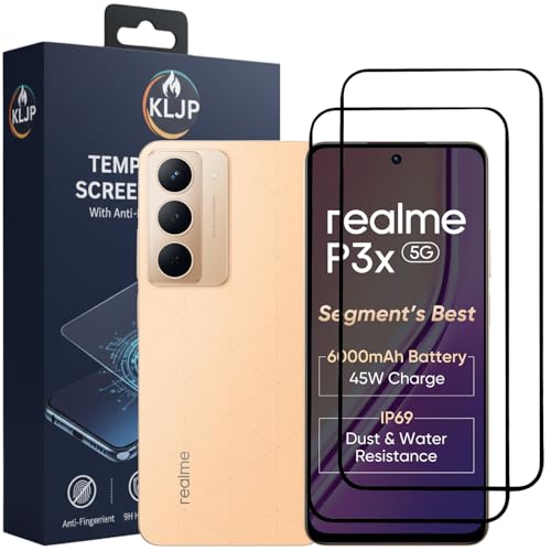 Image of Military-Grade Gorilla Tempered Glass For Realme P3X With Installation Kit | Edge to Edge Coverage | Black (Pack Of 2)