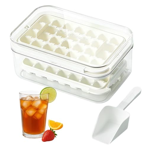Cubiteras,Transparente Flexible Fácil Desmoldado con Tapa - Bandeja con Tapa para Cubos de Hielo | Para Cocina Congelador Comidas Bebidas Whisky Familiar