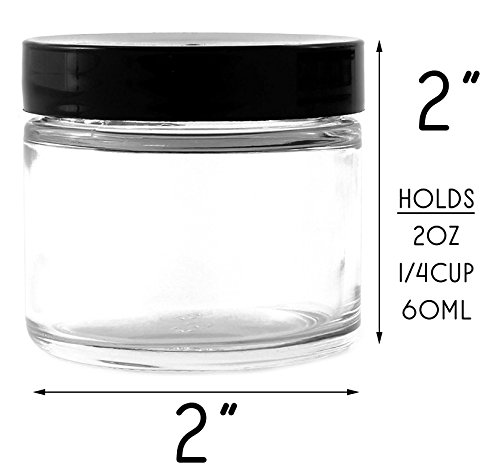 Cornucopia Brands 2oz Straight Sided Clear Glass Jars (12 pack), Airtight Cosmetic Jars for Creams, Balms & Aromatherapy3