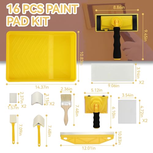 Paint Edger Tool Kit for Walls – 360° Rotating Paint Edging Tool with Corner & Trim Pads, 9" Paint Pad, Mini Decorative Edger, Paint Tray & 12 Refill Pads (for Baseboards, Ceilings, Interior Walls) Paint Edger Tool Kit for Walls – 360° Rotating Paint Edging Tool with Corner & Trim Pads, 9" Paint Pad, Mini Decorative Edger, Paint Tray & 12 Refill Pads (for Baseboards, Ceilings, Interior Walls) - Image 2