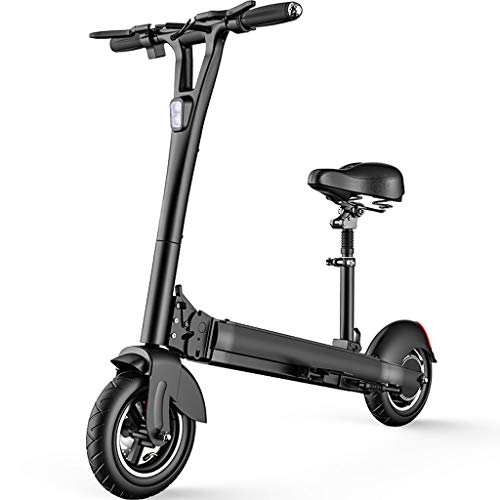 LONGTENG Scooter eléctrico portátil for Adultos, antirrobo Remoto, suspensión de Asiento, Doble Freno de Disco, Motor 36V400W, Plegado rápido, neumático (Size : Battery Life 40-50 km)