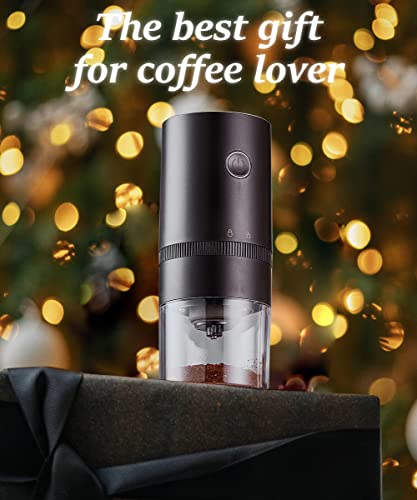 Elektrische Kaffeemühle Klein Akku Espressomühle mit Aromaschonendes Keramik Kegelmahlwerk, Stufenlose… – Bild 6