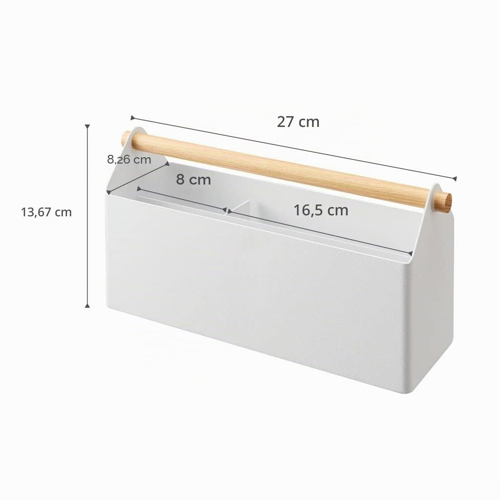 YAMAZAKI 4152 TOSCA Pen Stand Wide, white, Steel/Wood, 27 x 8.5 x 13.5 cm