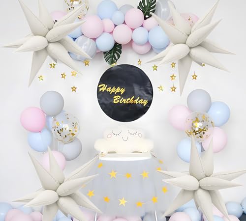 Image of 50pcs Matte White Sand 20' Water Drop Foil Cone Mylar Balloons Matte White Sand Star Balloons Explosion Star for Girls Boys Birthday Party Wedding Baby Shower Party Decor
