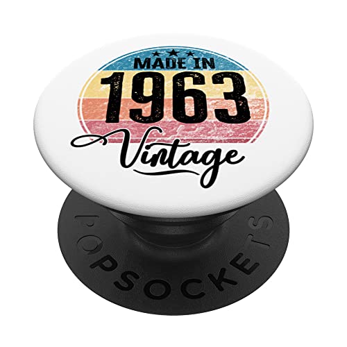 Birthday Vintage Año de nacimiento 1963 Cumpleaños bday PopSockets PopGrip Intercambiable