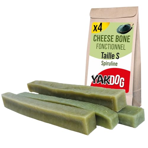 YAKDOG SANTÉ+ - Bâtonnets Au Fromage pour Chien - avec Spiruline - Peau, Pelage & Immunité - sans Gluten - Riche en Protéines & Calcium - Friandises Longue Durée - Recette Himalayenne - Belgique - S