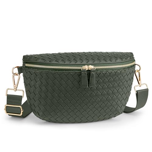 Image of KALIDI Woven Crossbody Bag for Women Travel Vegan Leather Belt Bum Bag