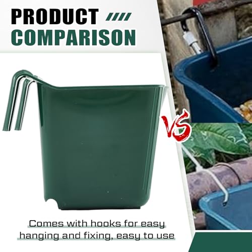 Image of Marsui 8 Pcs 15 Quart Horse Feeders for Stall Hook Over Hanging Fence Hay Feeder Mountable Livestock Plastic Feed Bucket for Farm Stalls Pasture, Stable to Feed Horses Sheep Cattle Cows Etc (Green)