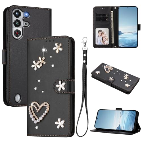 �X�}�z�P�[�X �Ή��@�� for ZTE Nubia RedMagic 10 Pro / 10 Pro Plus 5G �������[�h�y�J�[�h�z���_�[�t�����z �t���b�v�J�o�[ �}�O�l�b�g�o�b�N�� �L�b�N�X�^���h�z Black