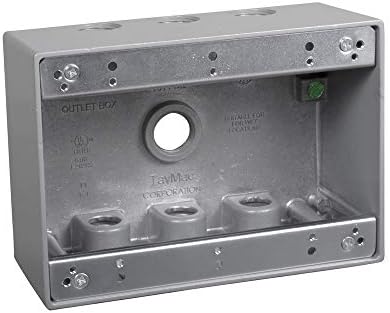 TayMac TB750S 3-Gang Weatherproof Box with Seven 1/2 in. Outlets, Gray