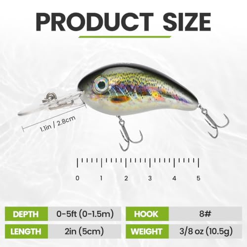 Image of TRUSCEND Easy Catch Crankbait with BKK Hooks, Shallow or Deep Diving Crank Bait Fishing Lures for Bass Pike Walleye, Unipue Wobble Design for More Bites, Vibe Lipless Crankbaits Freshwater Saltwater