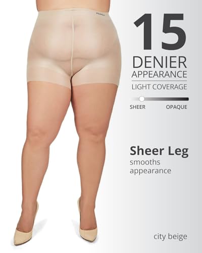 Image of MeMoi Plus Size Curvy Ultra Sheer Control Top Pantyhose