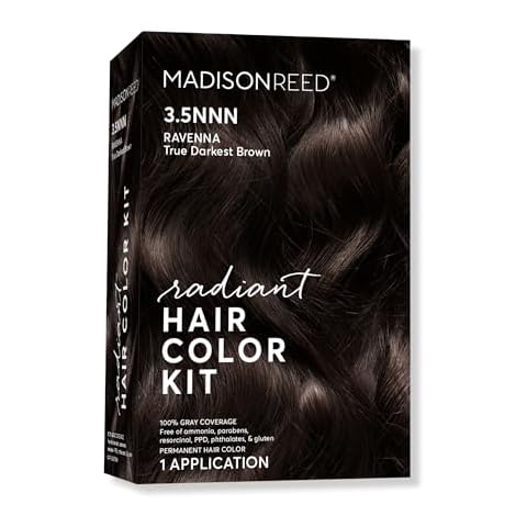 Madison Reed Radiant Hair Color Kit, Darkest Brown for 100% Gray Coverage of Resistant Gray Hair, Ammonia-Free, 3.5NNN Ravenna Brown, Permanent Hair Dye, Pack of 1 Cover