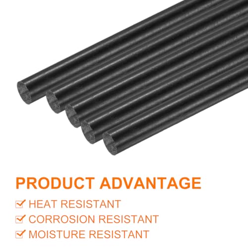 Image of uxcell 10 Pcs Black Plastic Rods 8 x 250mm ABS Styrene Round Stick Round Solid Bar DIY Model for DIY Toys Building Making Architectural Model Making