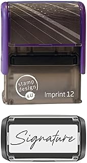 Personalised Self Inking Signature Stamp - Imprint 12 48mm x 18mm with Black Inkpad, Upload Your Signature.