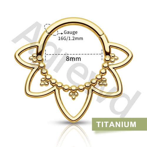Minimalist Lotus G23 Solid Titanium Septum Rings 16G Flower Septum Jewelry Dainty Helix Daith Earrings for Women Daith Piercing Jewelry Surgical Steel Hypoallergenic3