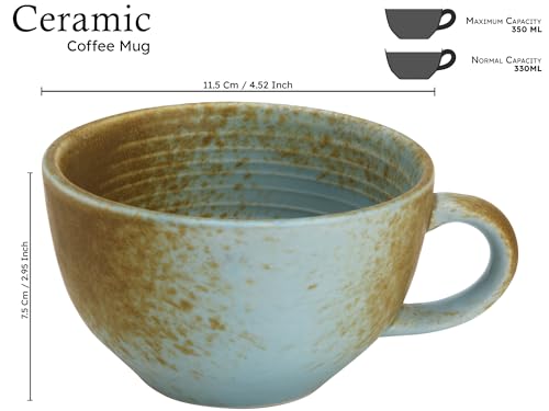 Image of Bodhi House Ceramic Soup and Coffee Wide Large Mug with Handle - Set of 1, 350 Ml Matte Finish | Microwave Safe | for Maggi, Cappuccino, Latte, Green Tea - Light Blue