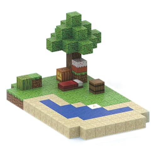 Vexolite マグネットブロック マイクラ風 磁石ブロック 積み木 マグネット 立体パズル 知育玩具 マグネットパズル 小学生 おもちゃ 誕生日 入園 卒園 ギフト クリスマスプレゼント 128PCS 砂浜