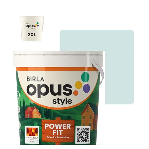 Image of Birla Opus Style Power Fit Exterior Emulsion Paint (20L, Wrapped In Sky, Matte Finish) | Superior Whiteness & Brightness, Excellent Finish, Low VOC | 2 Yr Warranty | For Exterior, Outdoor Walls