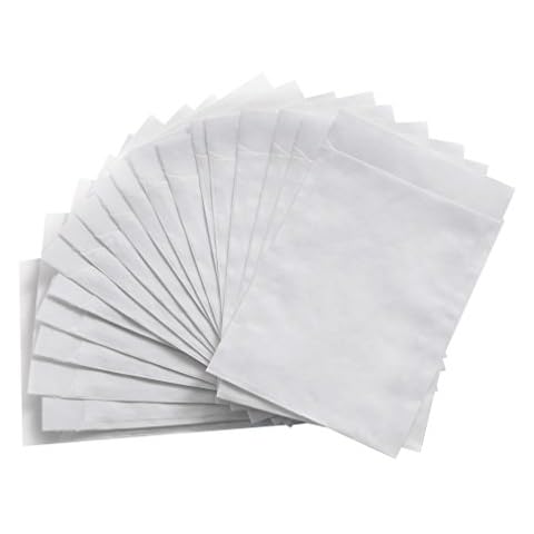 Pack of 100 small, white, transparent pergamin bags (13 cm x 18 cm + 2 cm flap) paper bags for filling, storage, crafts, packaging for party favours, or party bags Cover