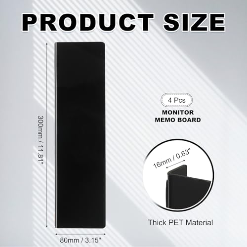 Monitor Memo Board PATIKIL Noir En Forme De L Support Autocollant Pour Notes De Bureau 4 Pcs