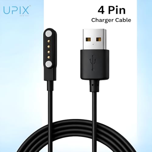 Image of Upix Smartwatch Charging Cable 4 Pin 5V USB Fast Charger Cable for Fire-Boltt Smartwatch Durable Magnetic Charging Cable