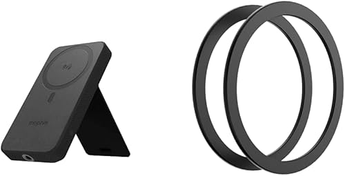 mophie Soporte inalámbrico Snap Powerstation - Negro y adaptador a presión compatible con MagSafe dispositivos habilitados para Qi y accesorios