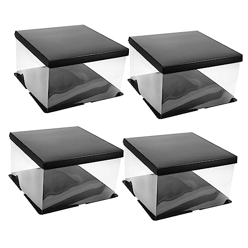PRETYZOOM 4 Pack Square Cake Boxes Cake Carrier Birthday Party Lightweight and Compact Perfect for Birthday Wedding