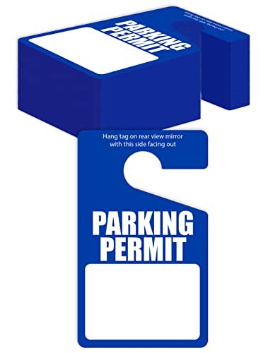 Better Office Products Parking Permit Hang Tags 50 Pack Poly Plastic Placards Temporary Parking Passes Bulk Pack 3 x 5 Placards for Rearview Mirror Thick Gauge (0.2/0.5 mm) Blue
