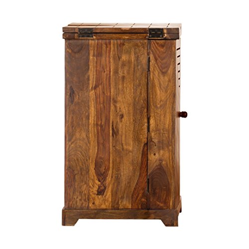 Image of MADE WOOD Sheesham Wood Home Bar Cabinet | Wooden Bar Unit with Storage Wine Rack & Glass Holder | Living Room Bar Furniture with Drawer & Doors | Provincial Teak Finish