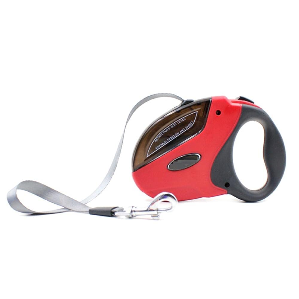 krótka smycz dla psa, Automatyczna smycz dla psa, automatyczna, rozciągliwa, 5 m, 50 kg, zwijana, spacerowa(Red)