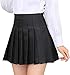 Huyghdfb Women Girls High Waist A-Line Pleated Skirt Skater Tennis School Mini Short Skirt with Lining Shorts (Black, S)