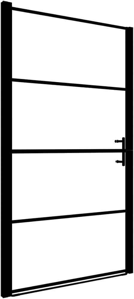 vidaXL 39.4"x70.1" Black Shower Door, Frost Tempered Glass, Safety Features, Adjustable Frame, Easy to Clean, Sleek Design