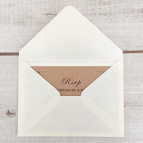 Picky Bride 50 Pcs Rustic RSVP Cards with Return Envelopes, Wedding Invitations Response Cards for Wedding, Ivory Pearl Laser Cutting Lace Covers with Blank RSVP Cards - Set of 50 - Thumbnail 2