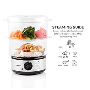 OVENTE 2 Tier Electric Food Steamer for Cooking Vegetables, Stainless Steel Base, Stackable and Dishwasher Safe Baskets, 400W with Auto Shutoff and 60-Minute Timer, 5 Quart Capacity, Silver FS62S OVENTE 2 Tier Electric Food Steamer for Cooking Vegetables Stainless Steel Base Stackable and Dishwasher Safe Baskets 400W with Auto Shutoff and 60 Minute Timer 5 Quart Capacity Silver FS62S