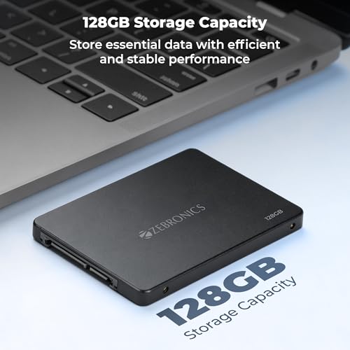 Image of Zebronics 128GB SSD, 2.5 Inch Internal Drive, 550MB /s Read & 500MB /s Write, Faster Than HDD, Low Power Consumption, Silent Operation, S.M.A.R.T Support, High Performance Storage (SD13A)